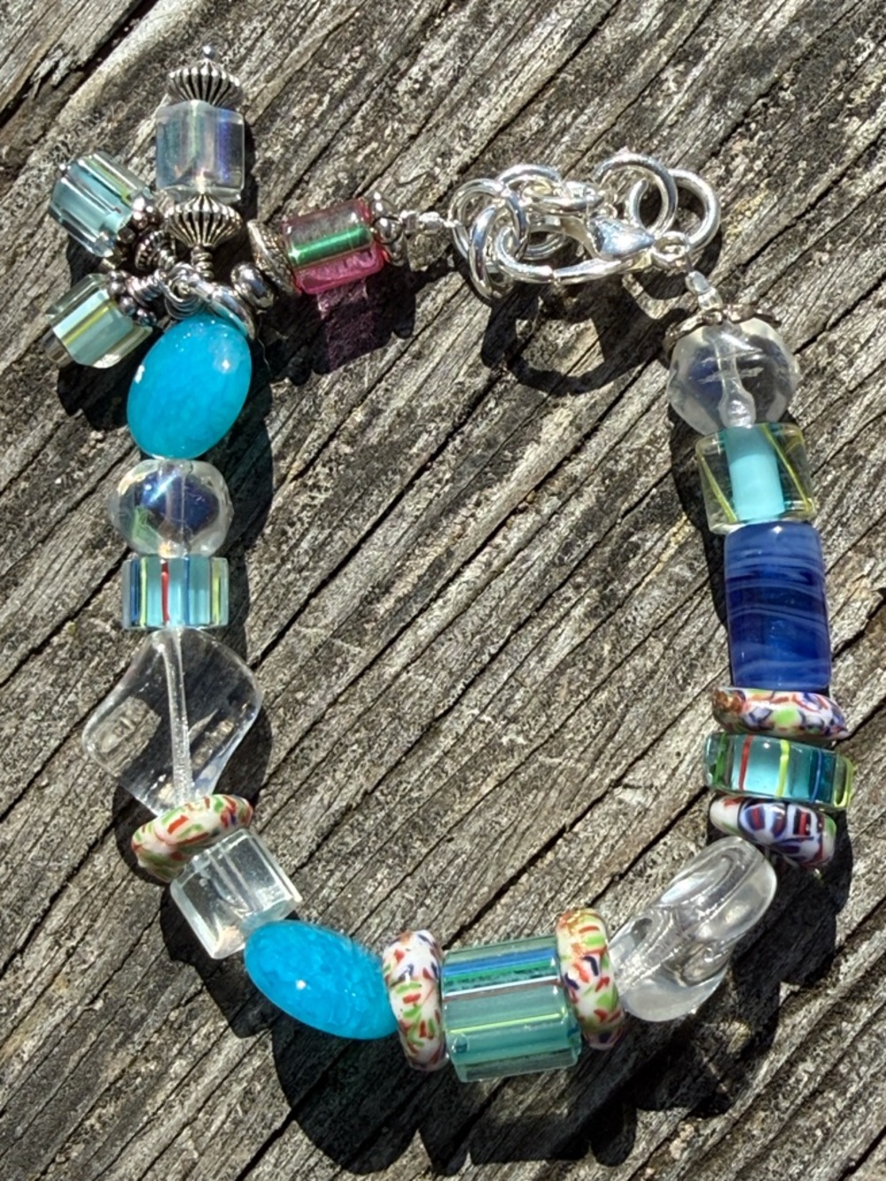 Artisan Blue & Turquoise Glass Bead Bracelet